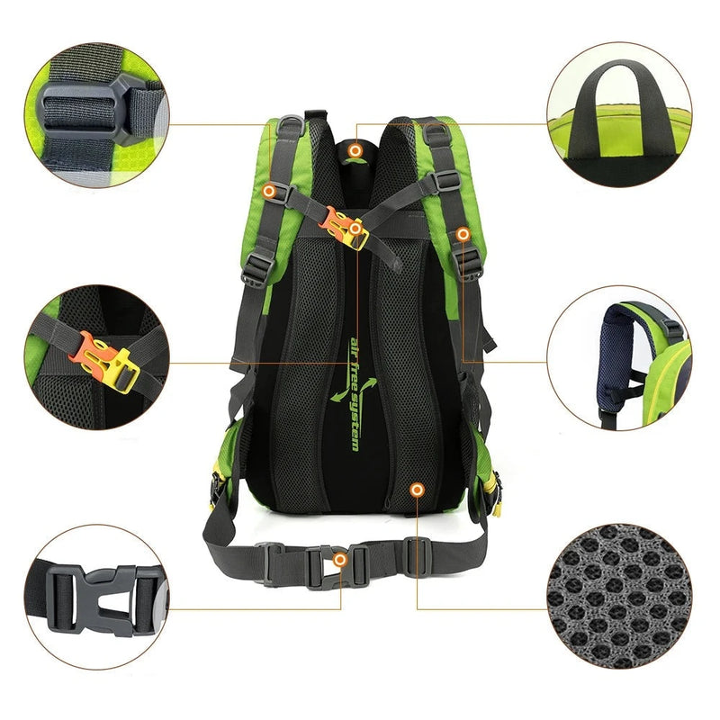 40L Water Resistant Travel Backpack Camping Hiking Laptop Daypack Trekking Climbing Back Bags For Men Women Hiking Supplies Gamborini 