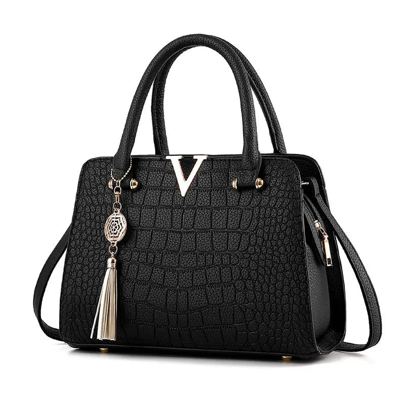High Quality Ladies leather shoulder bag Women free shipping Crocodile Handbag V Letters Designer Large Capacity Shoulder Bags Gamborini 