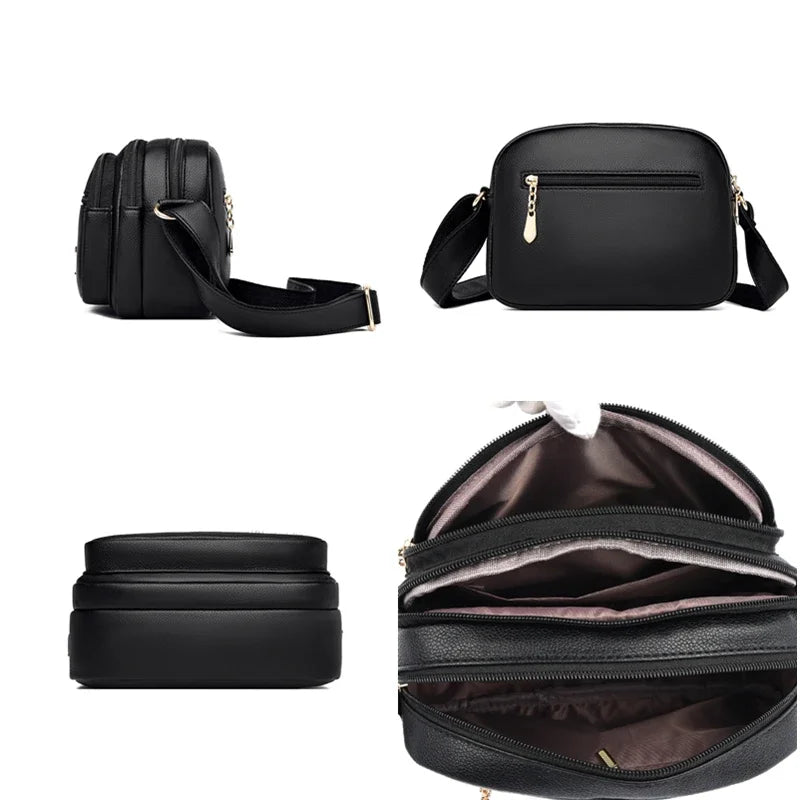 High Quality Soft Leather Purse Fashion Women Shoulder Messenger Bag Multi-pocket Wear-resistant Bag Luxury Ladies Handbag Sac Gamborini 