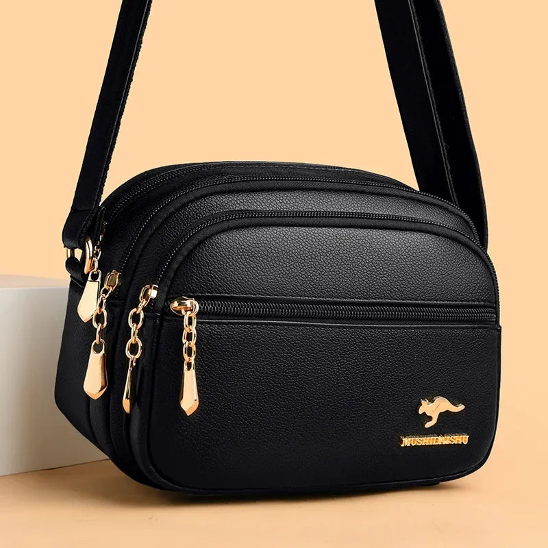 High Quality Soft Leather Purse Fashion Women Shoulder Messenger Bag Multi-pocket Wear-resistant Bag Luxury Ladies Handbag Sac Gamborini 
