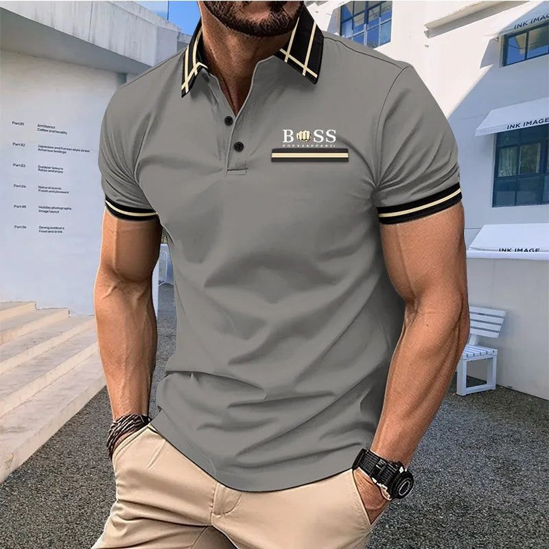 Hot selling men's clothing printed men's short sleeved T-shirt with fake chest pocket summer men's polo shirt casual golf jersey Gamborini 