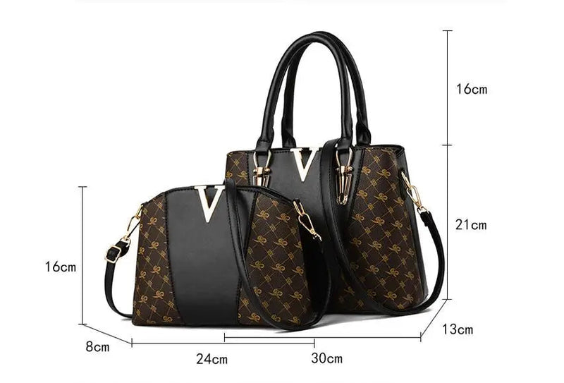Ladies PU Leather Handbag 2-piece Suit Large Capacity Messenger Bag High Quality Luxury Brand Female Bag Fashion Shoulder Bag Gamborini 
