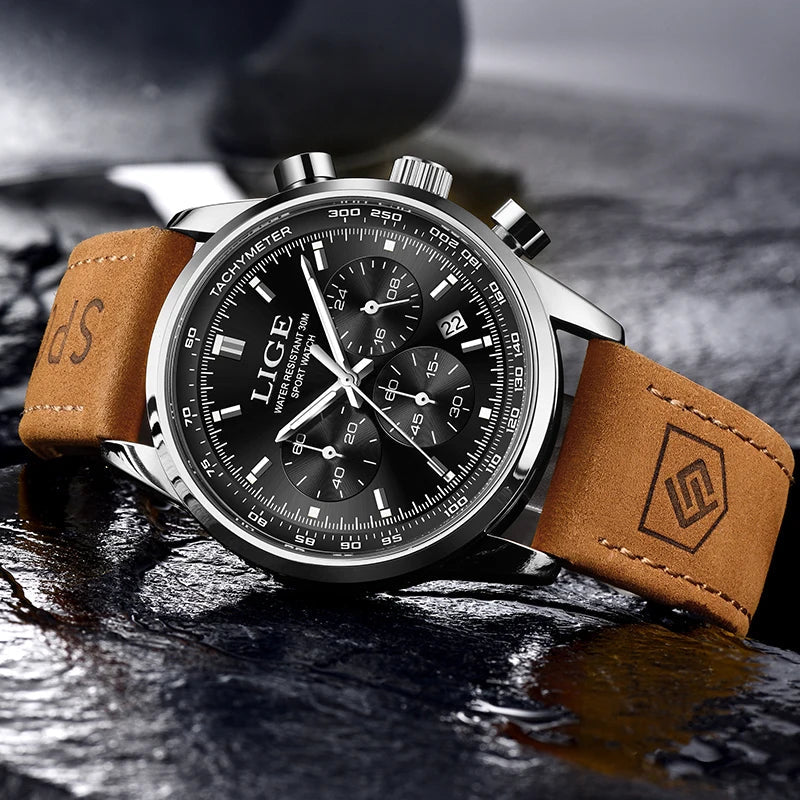 LIGE Business Watch Men Top Brand Luxury Fashion Men Watch Military Sport Quartz Chronograph Clock Male Date Waterproof Watches Gamborini 