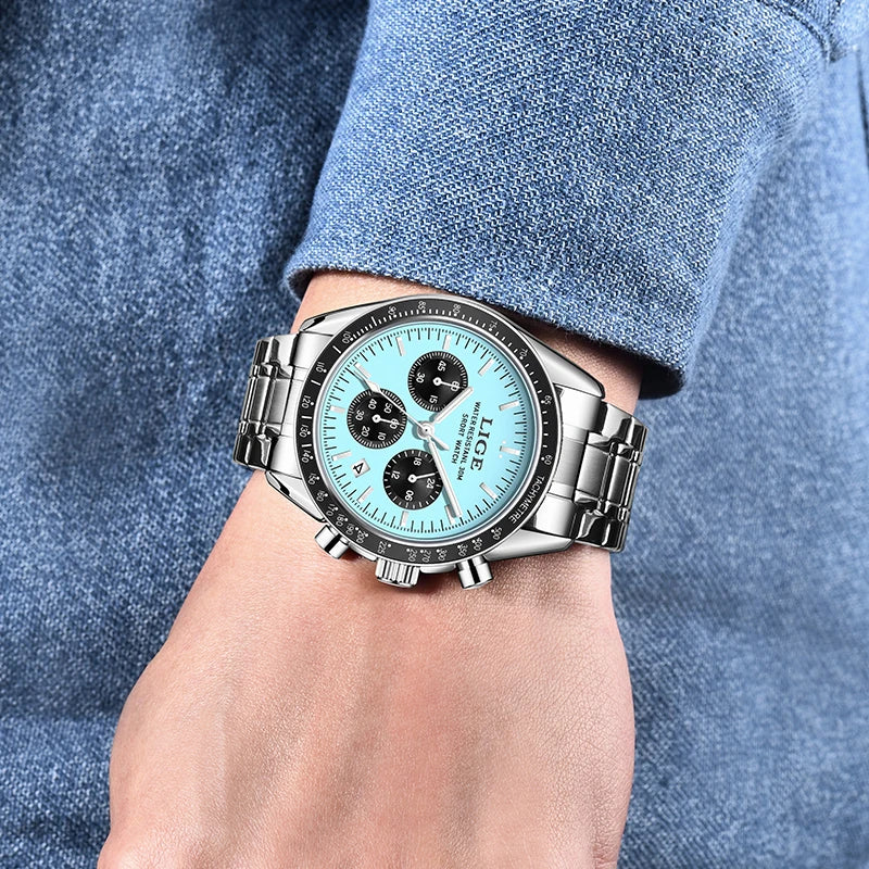 LIGE Man Watch Casual Quartz Wristwatch Male Luxury Waterproof Stainless Steel Watches for Men Date Luminous Clock Reloj Hombre Gamborini 