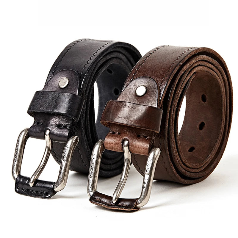 MEDYLA Genuine Leather Belts Men's Belt Cowhide Vintage Pin Buckle Jeans Belts Strap Casual Leather Belt For Men Dropshipper Gamborini 