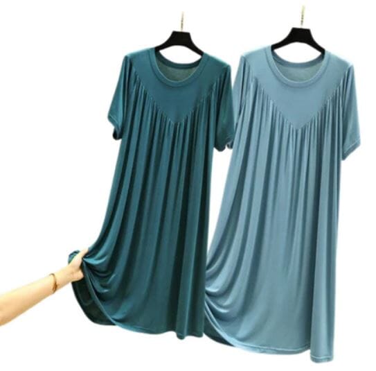 Vestido Modal Estilo Camisola - (COMPRE 1 LEVE 2) Vestido Soltinho Elegance Gamborini Gamborini Azul Marinho + Azul Claro P 